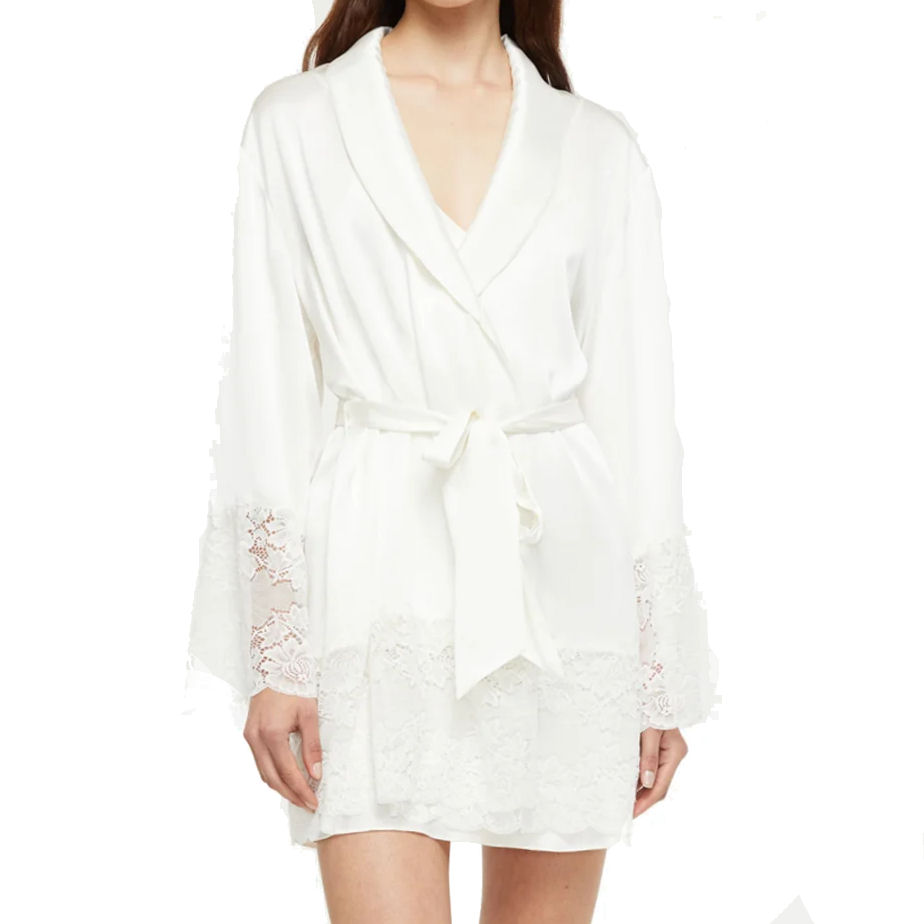 Ginia Silk & Lace Robe - Silk Elegance Lingerie and Swimwear